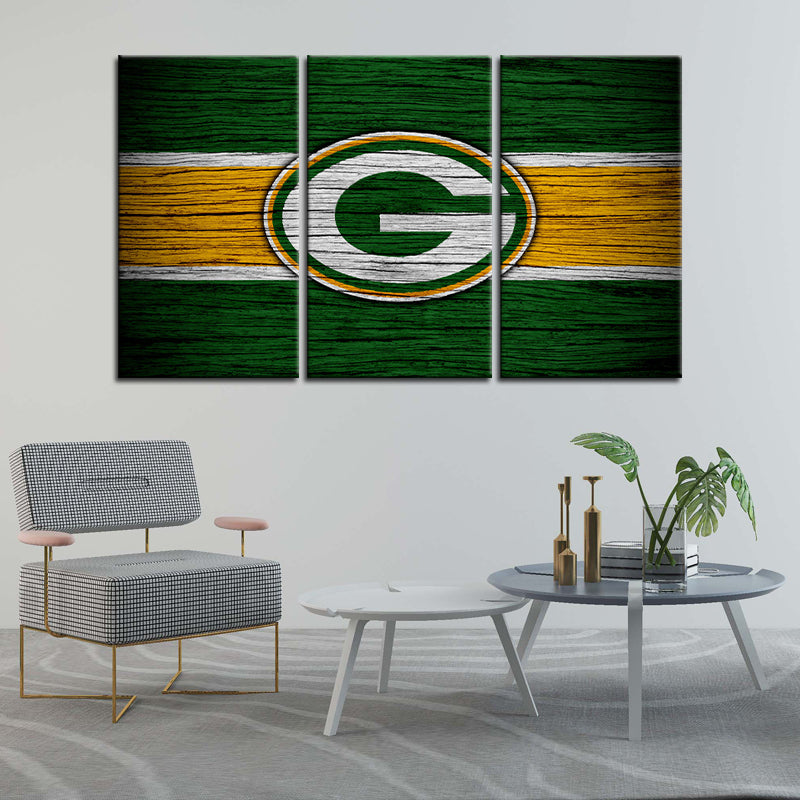 Green Bay Packers Wooden Look Wall Canvas