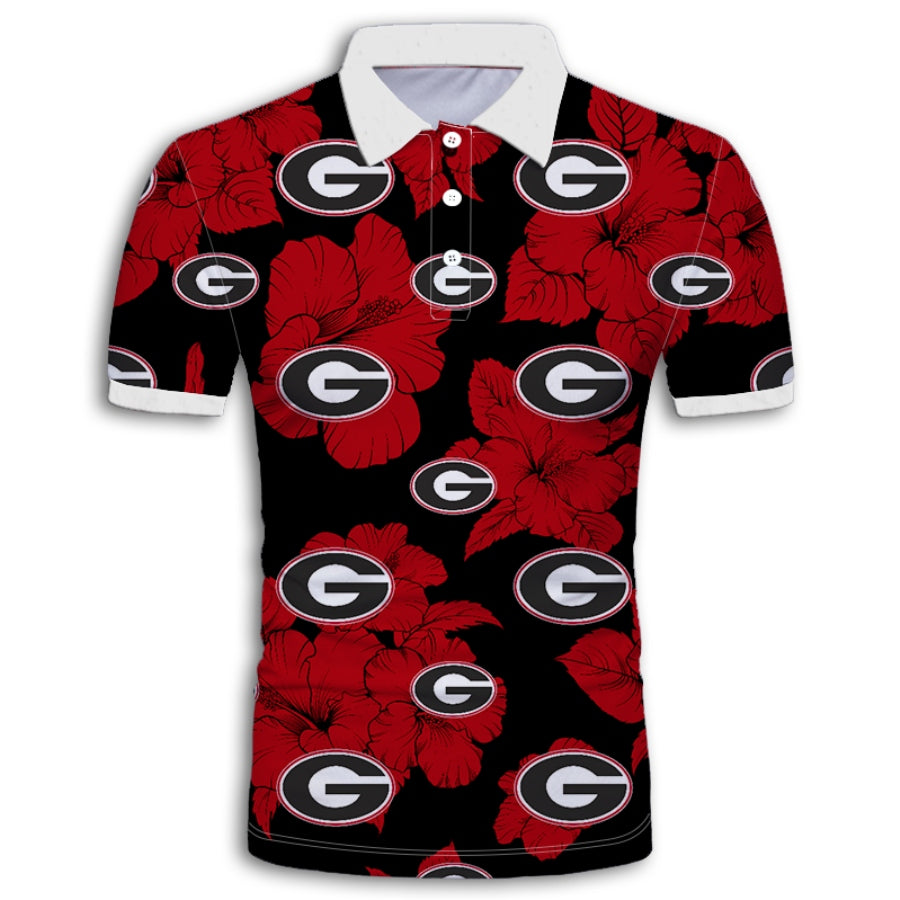 Georgia Bulldogs Tropical Floral Polo Shirt