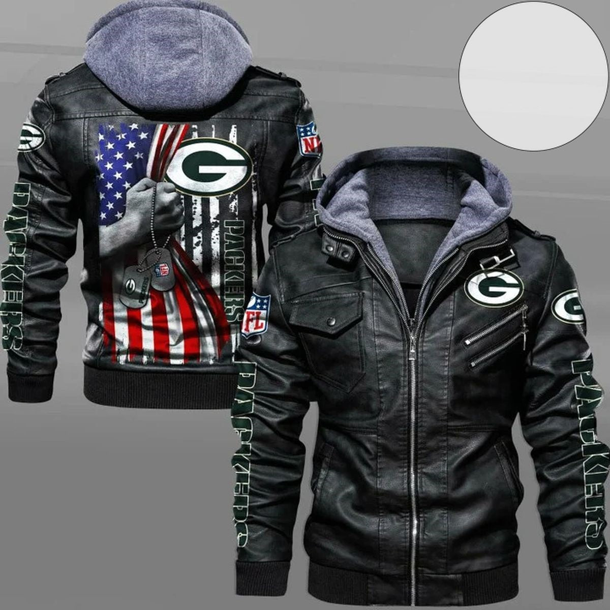 Green Bay Packers American Flag Leather Jacket