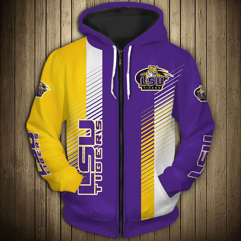 LSU Tigers Stripes Zipper Hoodie