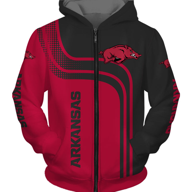 Arkansas Razorbacks Casual Zipper Hoodie