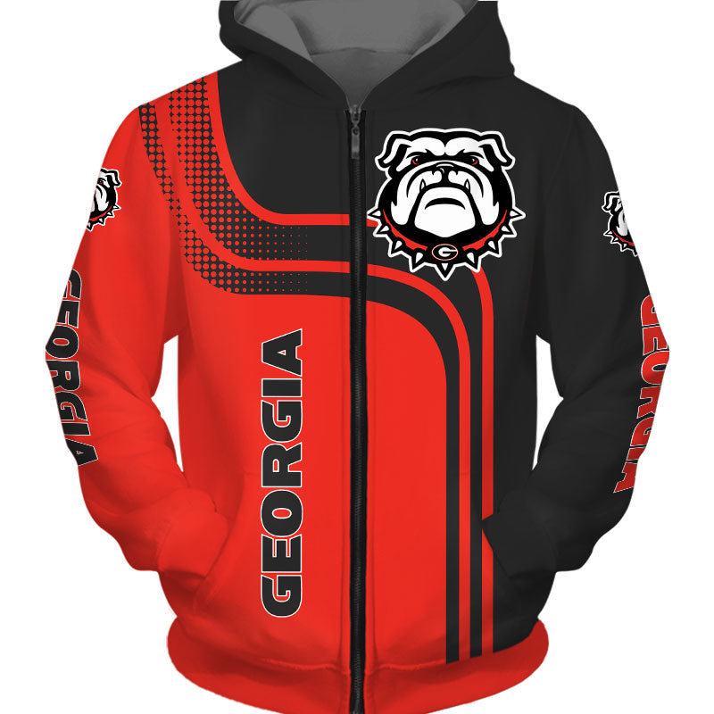 Georgia Bulldogs Casual Zipper Hoodie