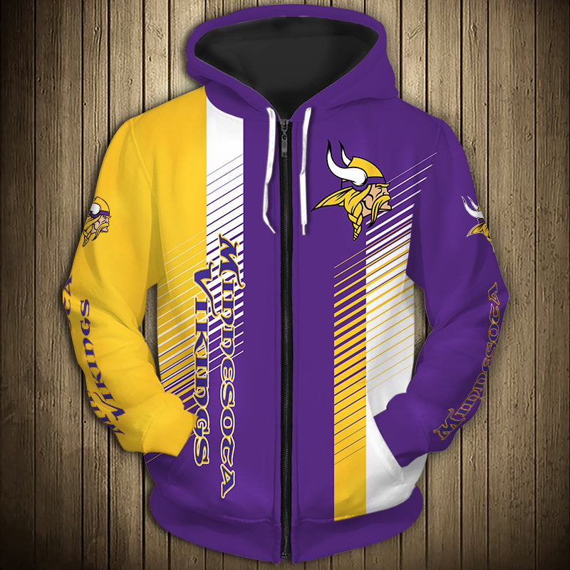 Minnesota Vikings Stripes Zipper Hoodie