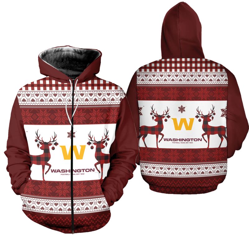 Washington Football Team Christmas Zipper Hoodie