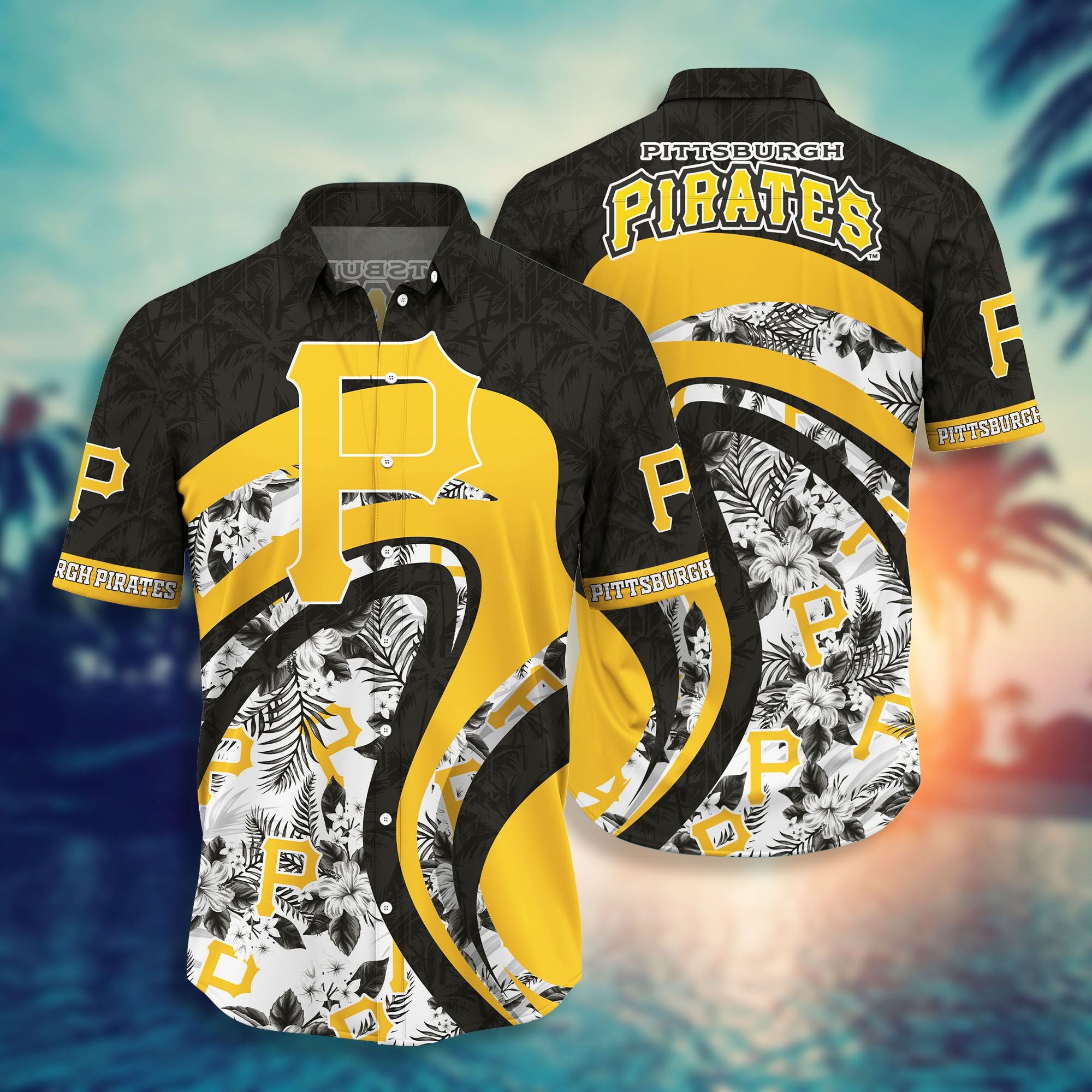 Pittsburgh Pirates Floral Casual Shirt