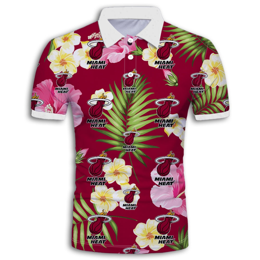 Miami Heat Summer Floral Polo Shirt