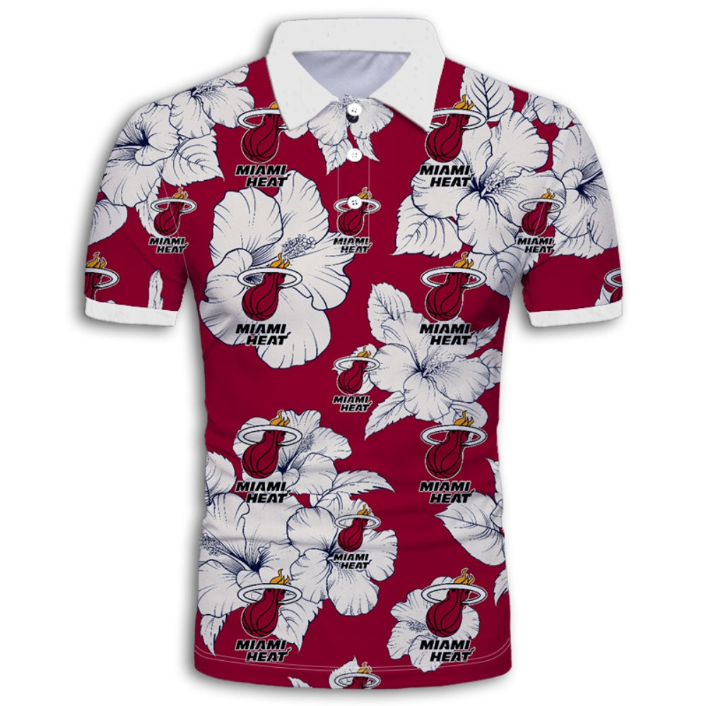 Miami Heat Tropical Floral Polo Shirt