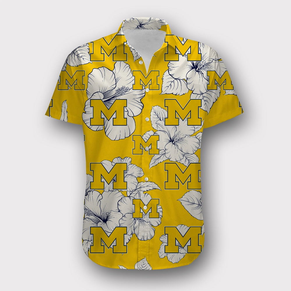 Michigan Wolverines Tropical Floral Shirt