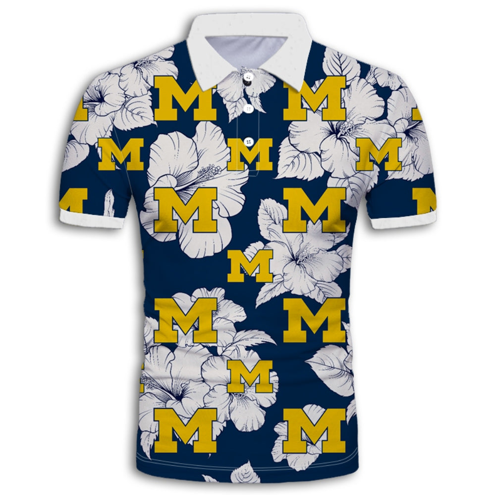 Michigan Wolverines Tropical Floral Polo Shirt