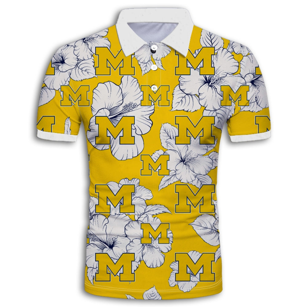 Michigan Wolverines Tropical Floral Polo Shirt