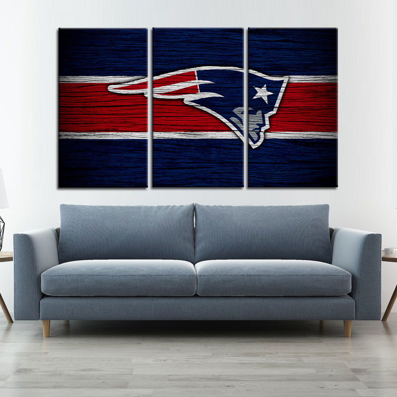 New England Patriots Wooden Look Wall Canvas