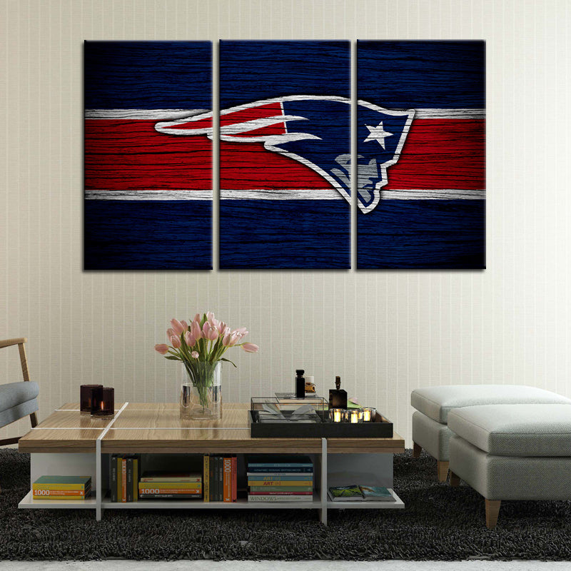 New England Patriots Wooden Look Wall Canvas