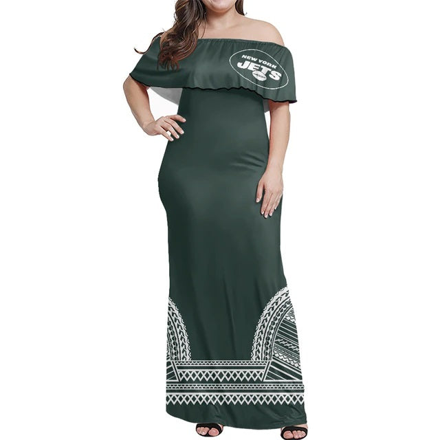 New York Jets Women Elegant Aloha Maxi Dress
