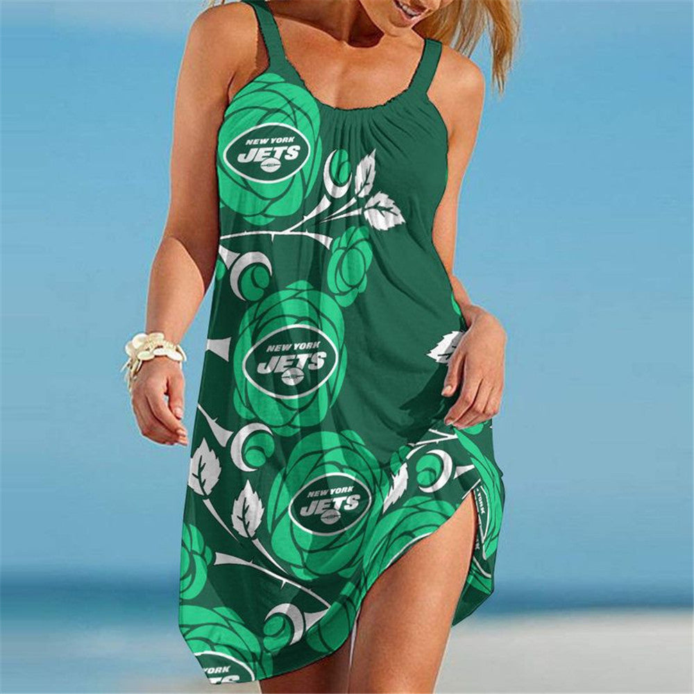 New York Jets Women Floral Beach Dress