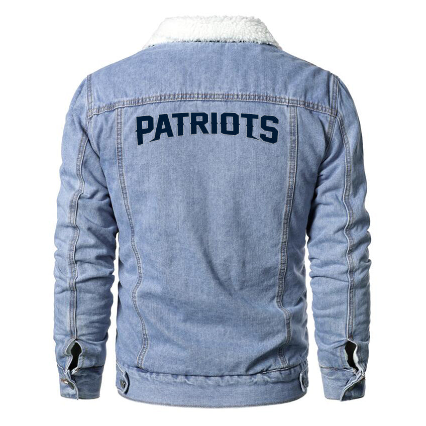 New England Patriots Fur Denim Jacket