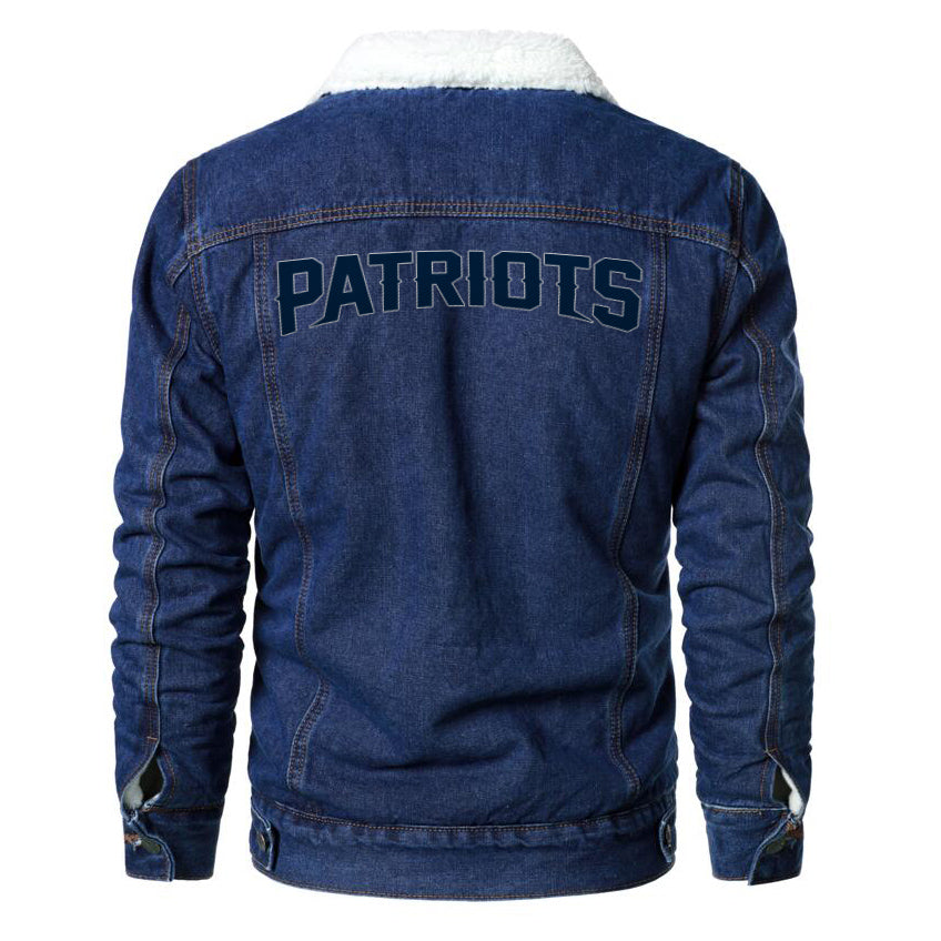 New England Patriots Fur Denim Jacket