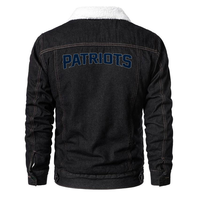 New England Patriots Fur Denim Jacket