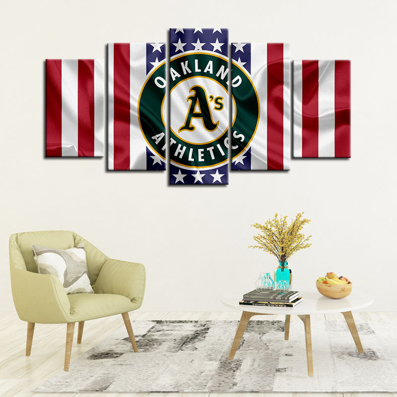 Oakland Athletics American Flag Wall Canvas