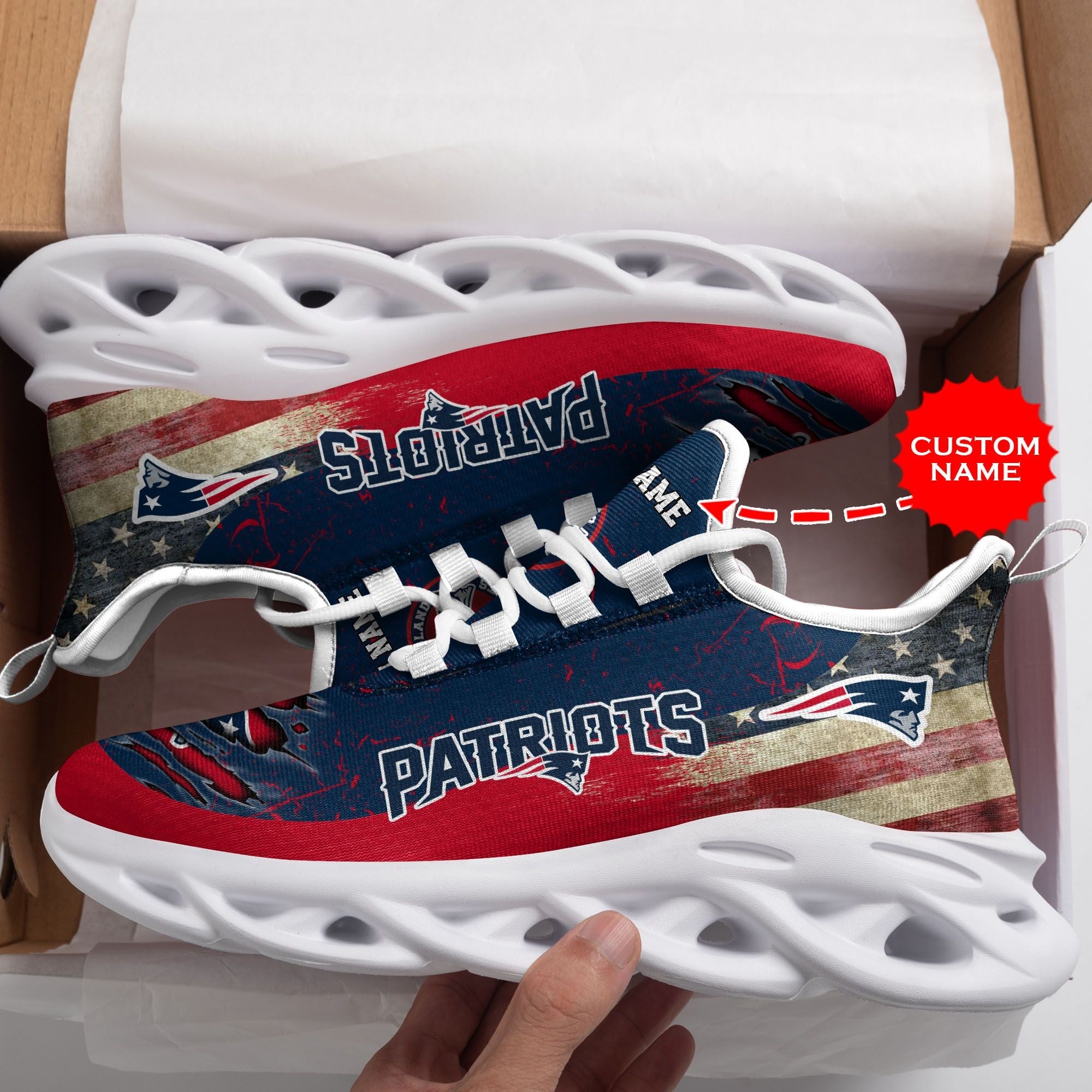 New England Patriots American Flag Air Max Running Shoes