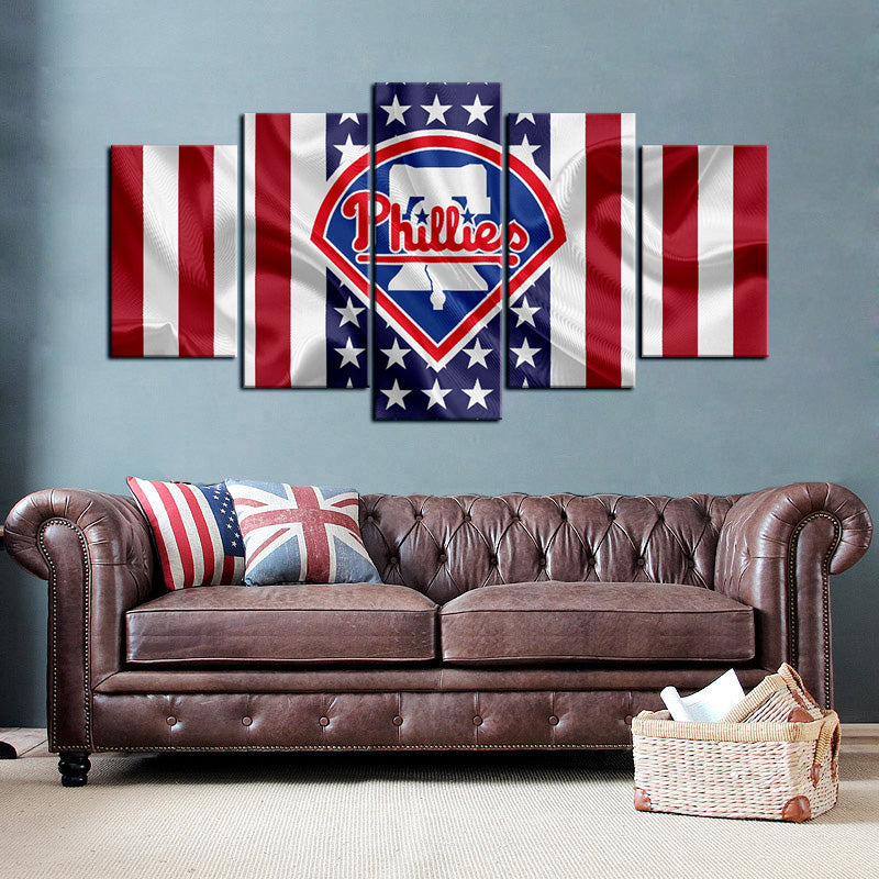 Philadelphia Phillies American Flag Wall Canvas