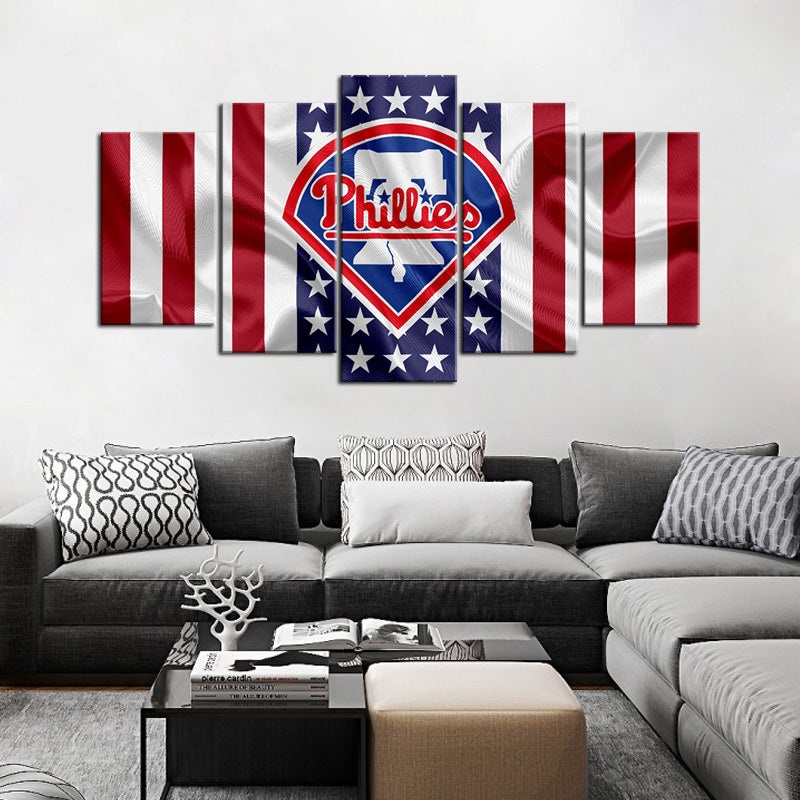 Philadelphia Phillies American Flag Wall Canvas