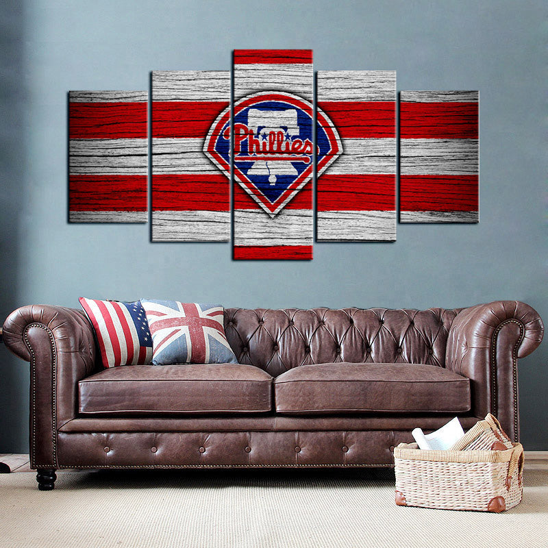 Philadelphia Phillies Wooden Look Wall Canvas