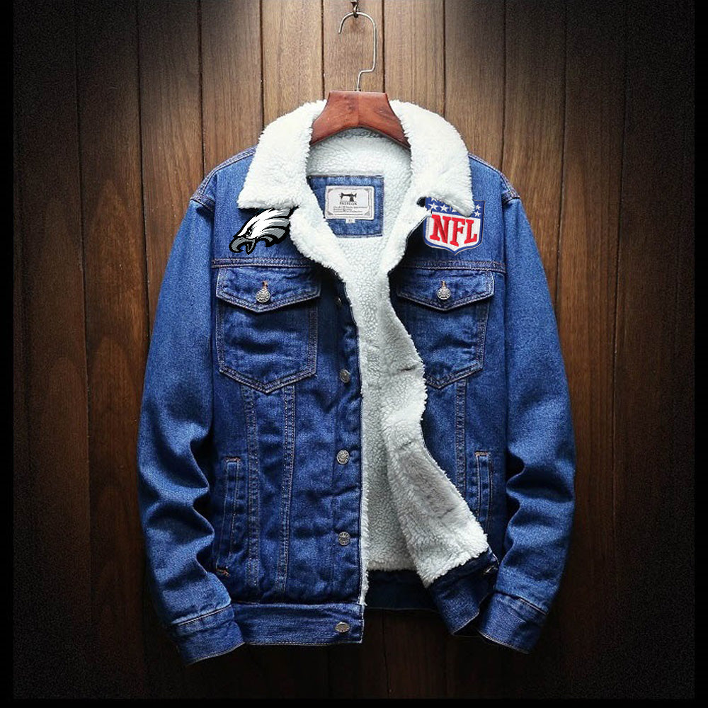 Philadelphia Eagles Fur Denim Jacket