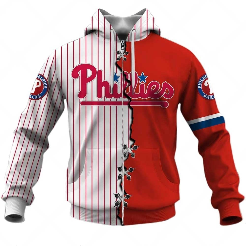 Philadelphia Phillies Casual 3D Zipper Hoodie