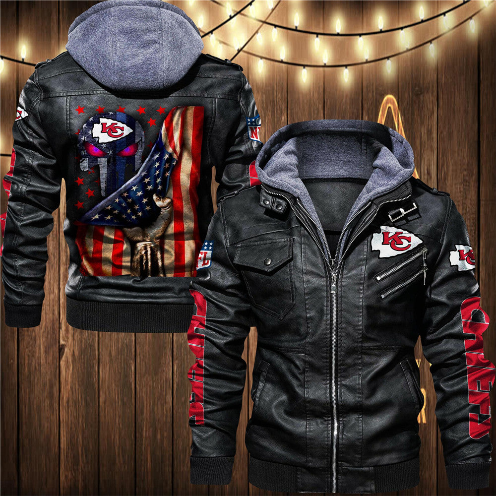 Kansas City Chiefs American Flag 3D Leather Jacket