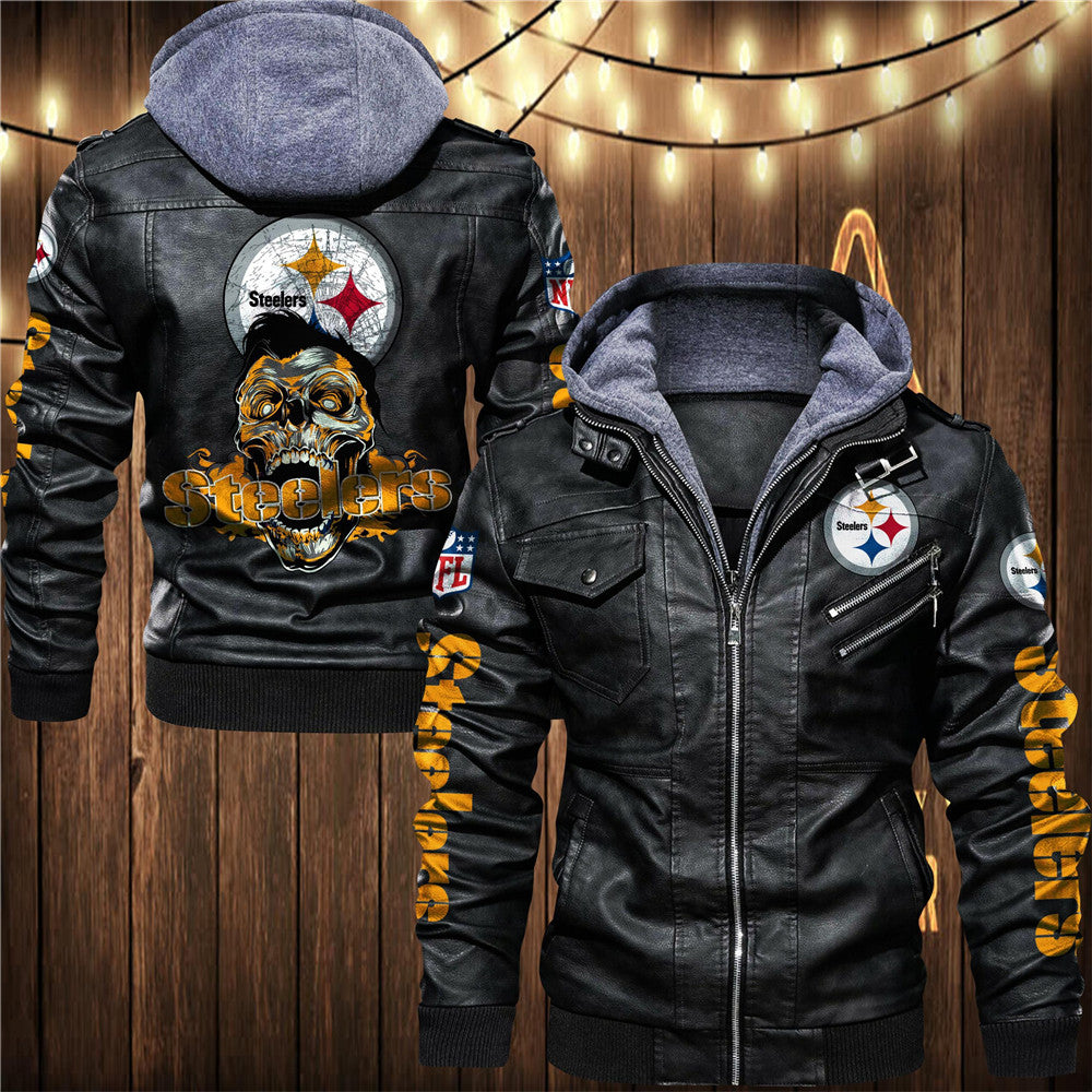 Pittsburgh Steelers Skull 3D Leather Jacket