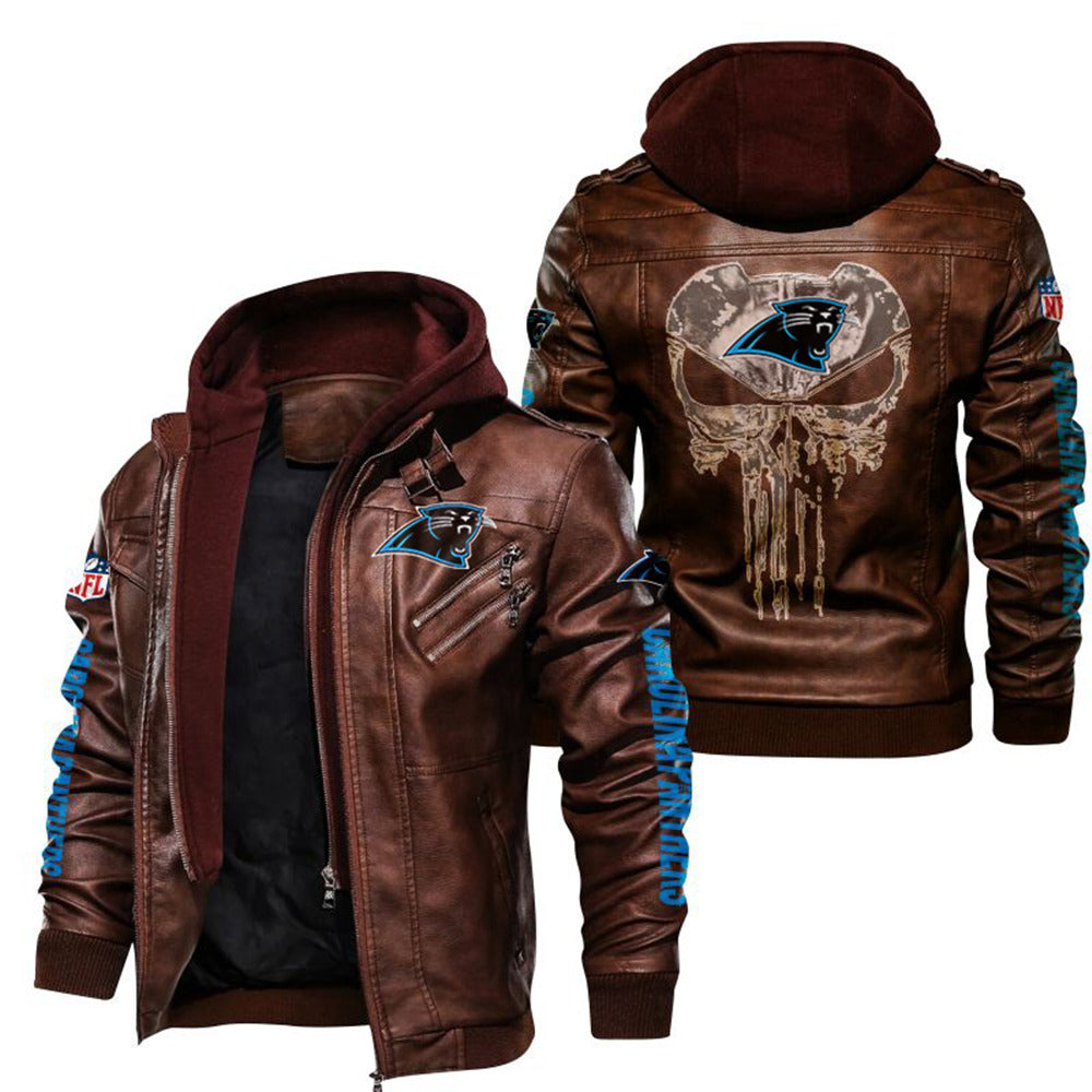 Carolina Panthers Skull Leather Jacket