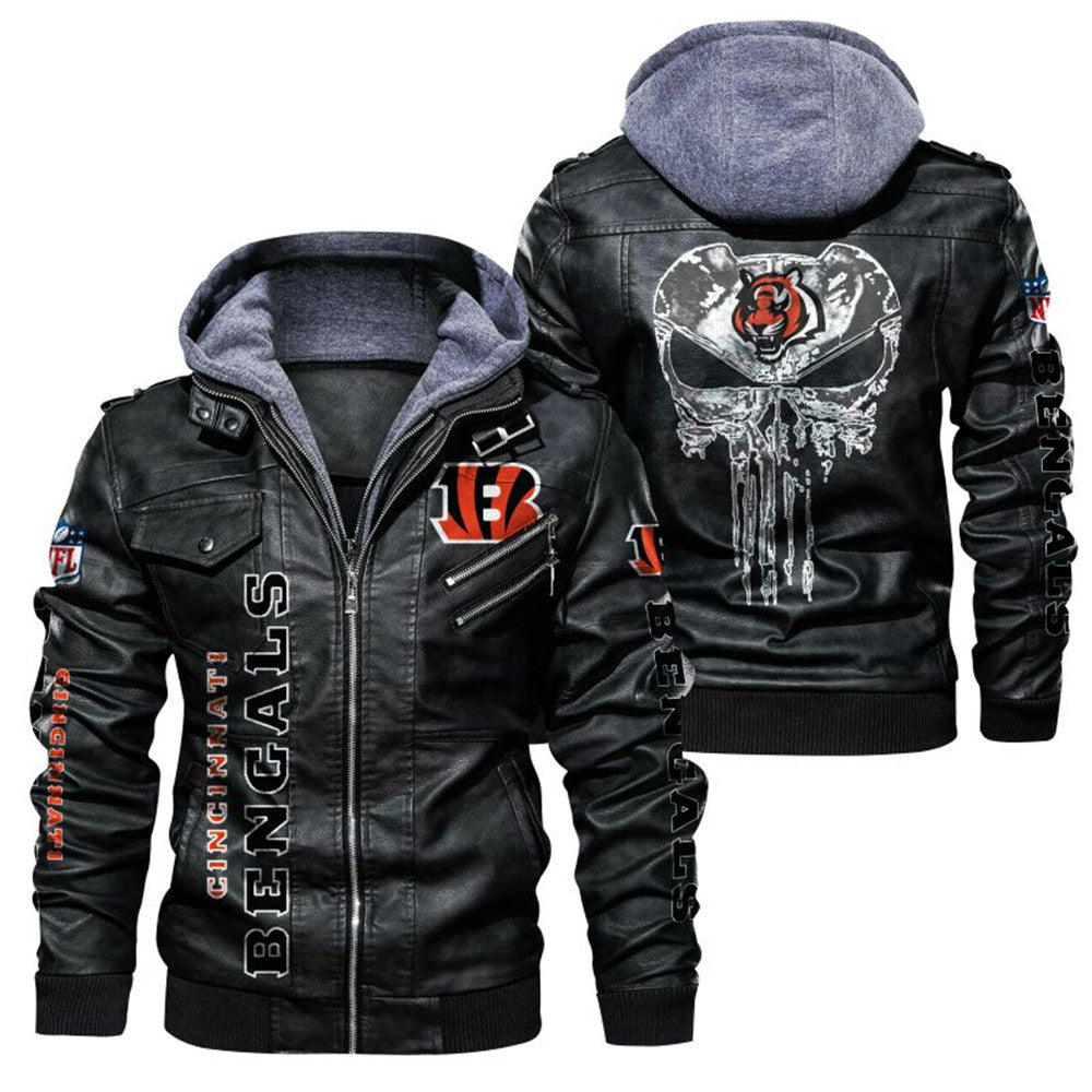 Cincinnati Bengals Skull Leather Jacket