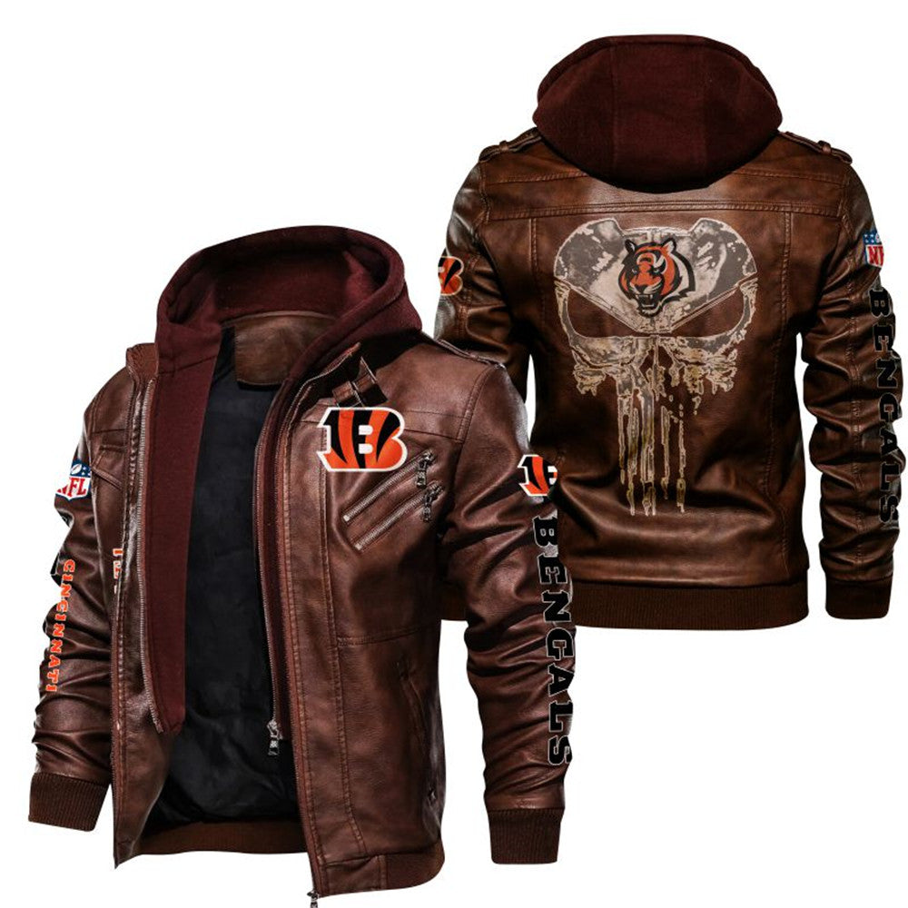 Cincinnati Bengals Skull Leather Jacket