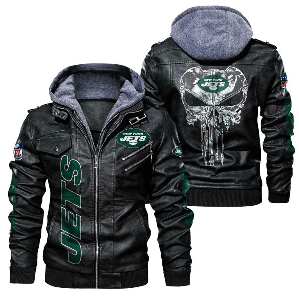 New York Jets Skull Leather Jacket