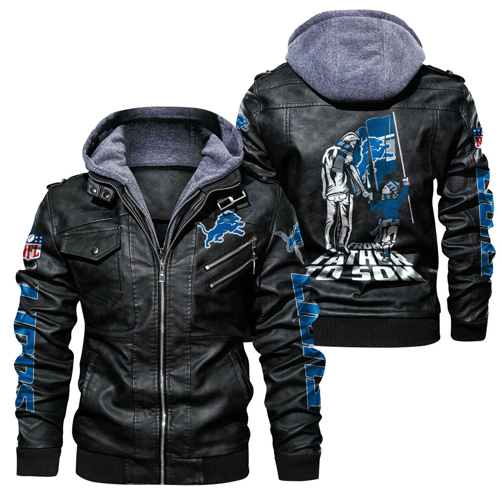 Detroit Lions From Father to Son Leather Jacket