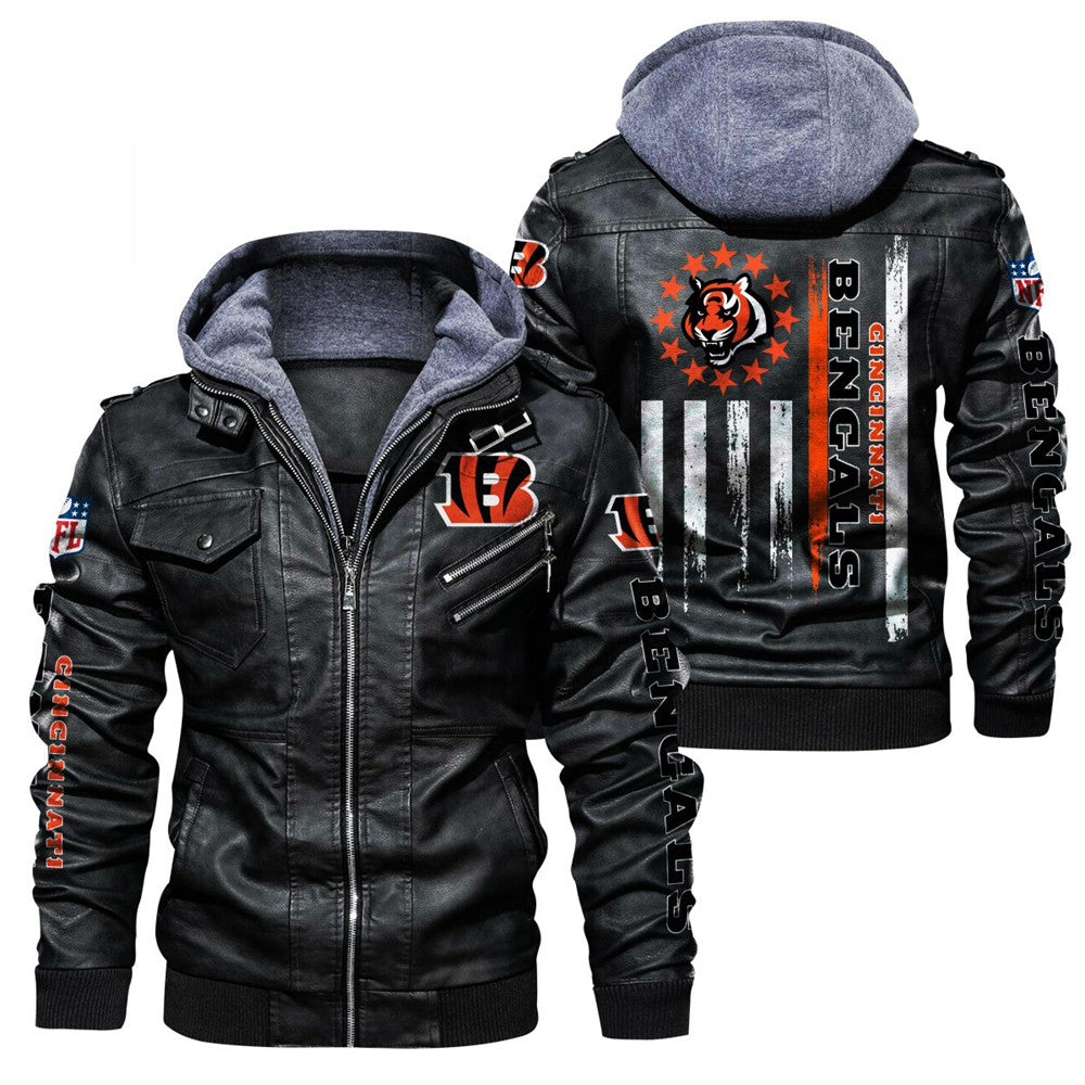 Cincinnati Bengals Flag Leather Jacket