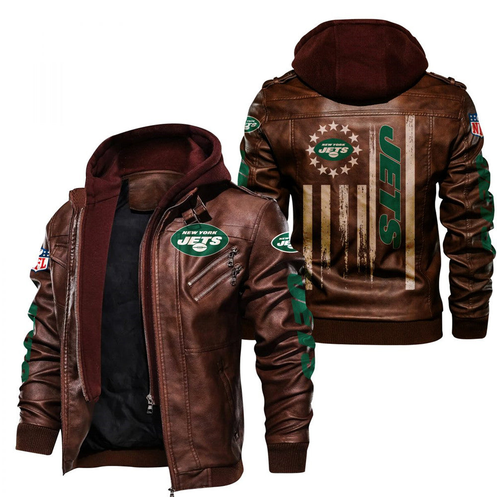 New York Jets Flag Leather Jacket