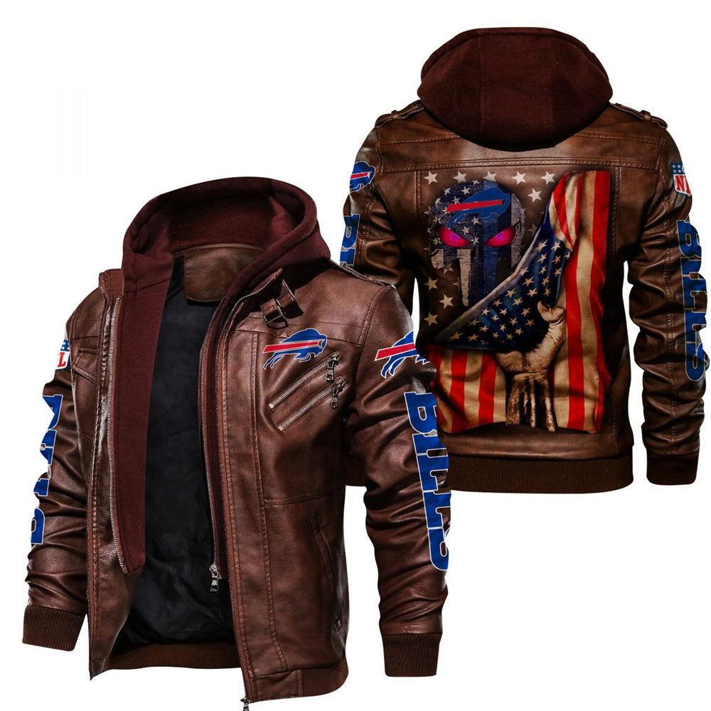 Buffalo Bills American Flag 3D Leather Jacket