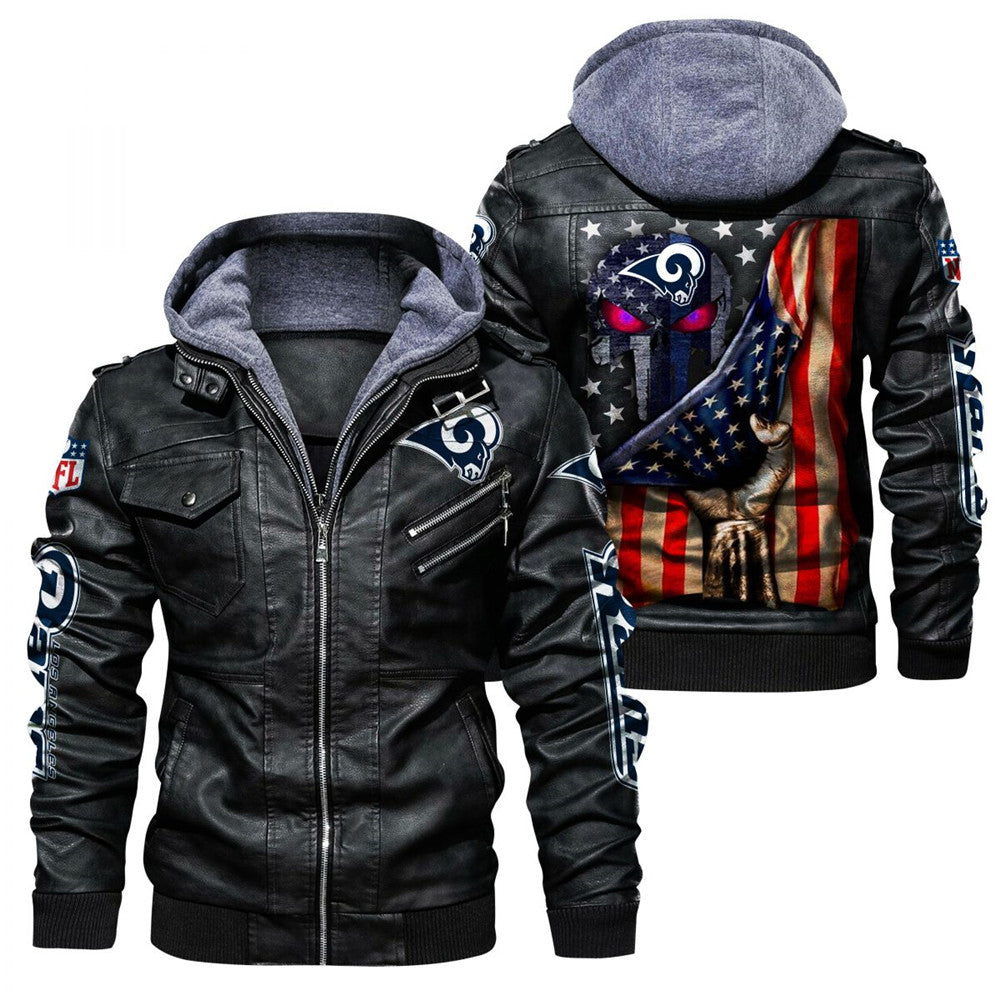 Los Angeles Rams American Flag 3D Leather Jacket