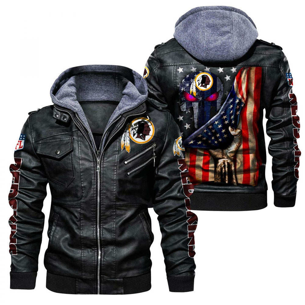 Washington Football American Flag 3D Leather Jacket