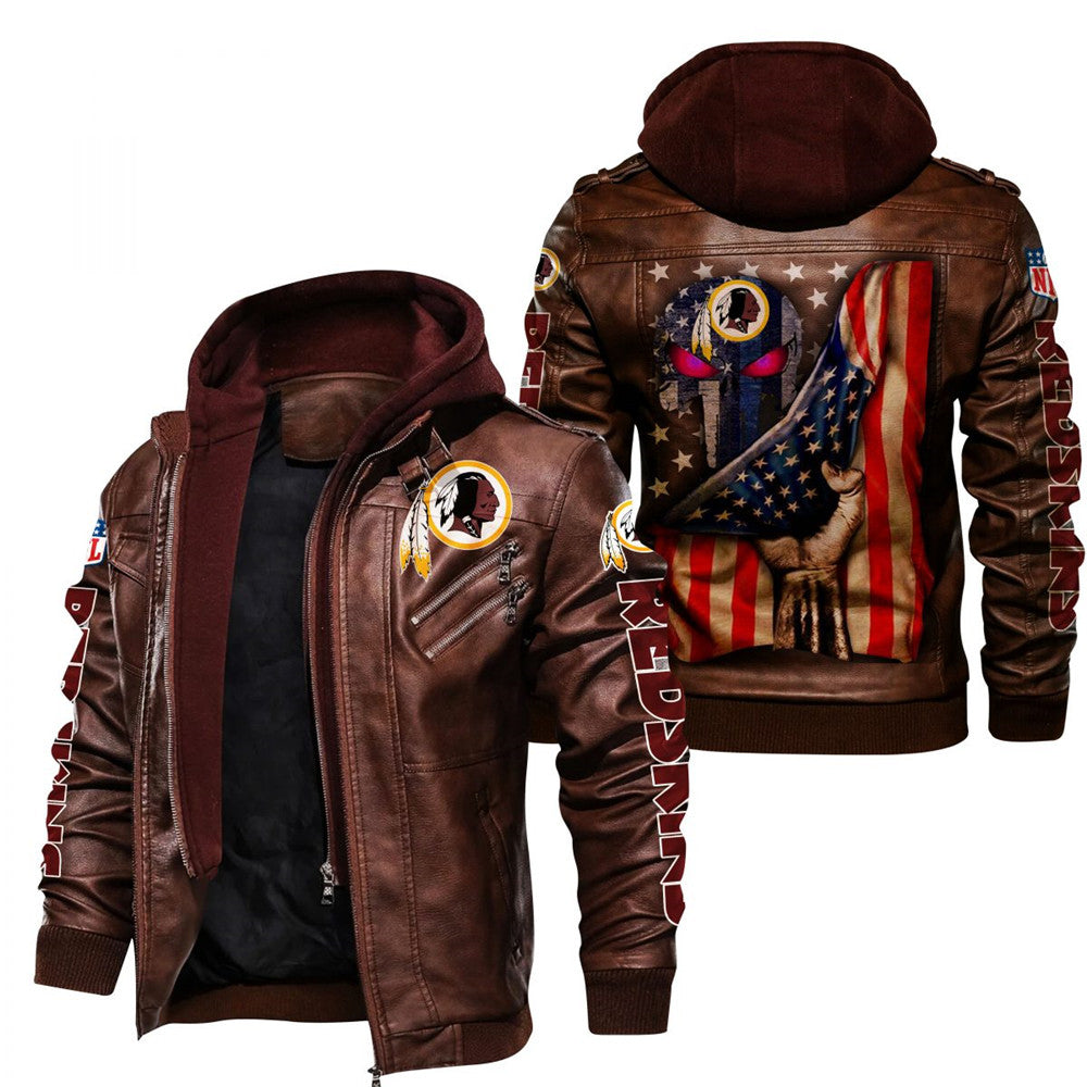 Washington Football American Flag 3D Leather Jacket