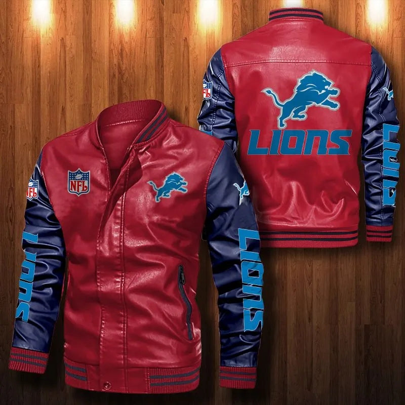 Detroit Lions Casual Leather Jacket