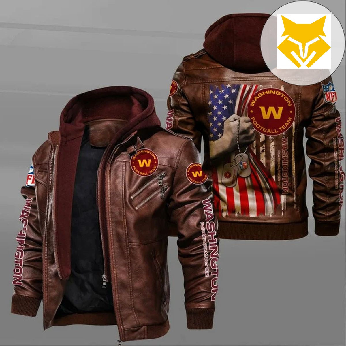 Washington Commanders American Flag Leather Jacket