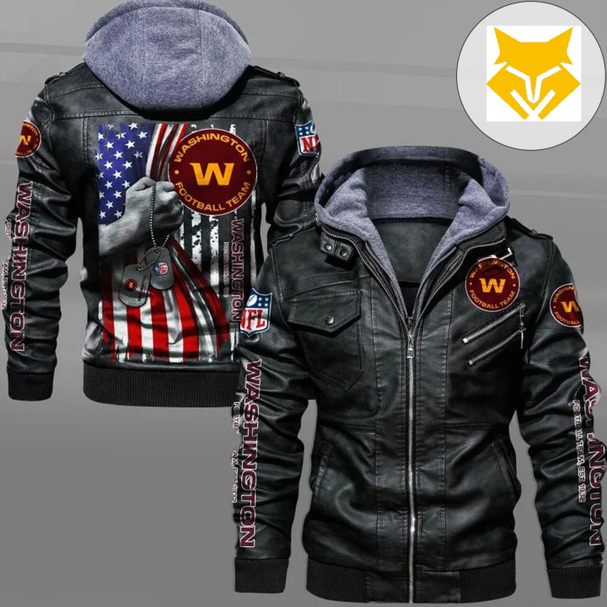 Washington Commanders American Flag Leather Jacket