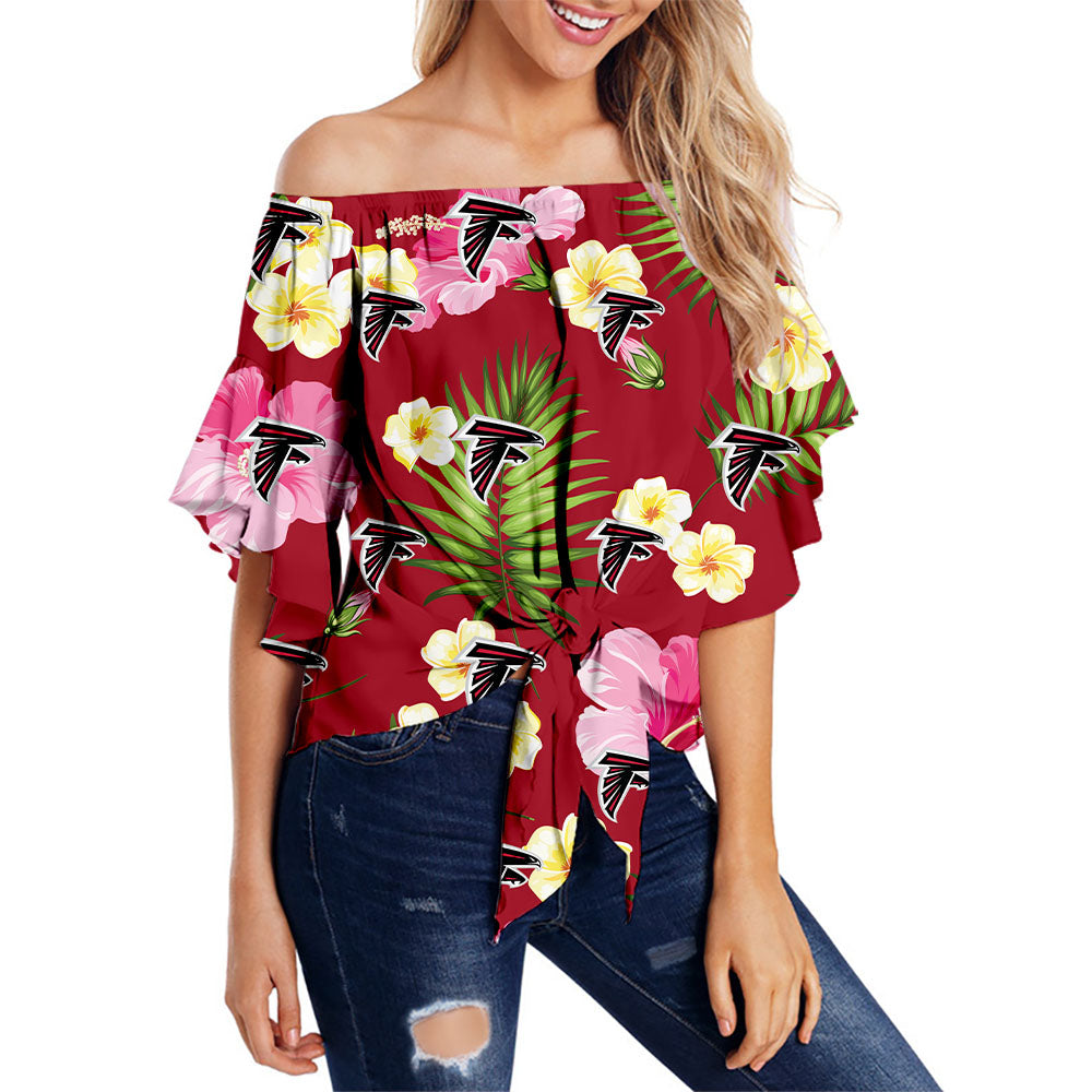 Atlanta Falcons Women Summer Floral Strapless Shirt