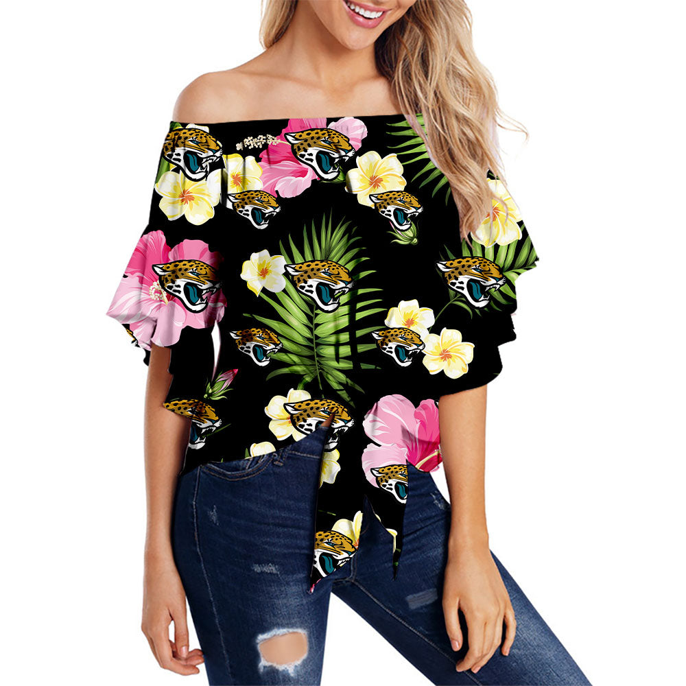 Jacksonville Jaguars Women Summer Floral Strapless Shirt