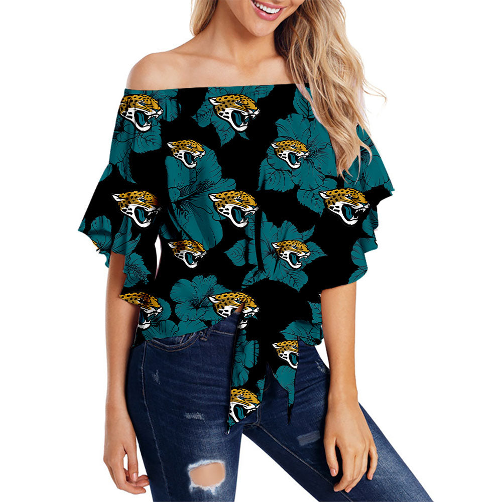 Jacksonville Jaguars Women Tropical Floral Strapless Shirt