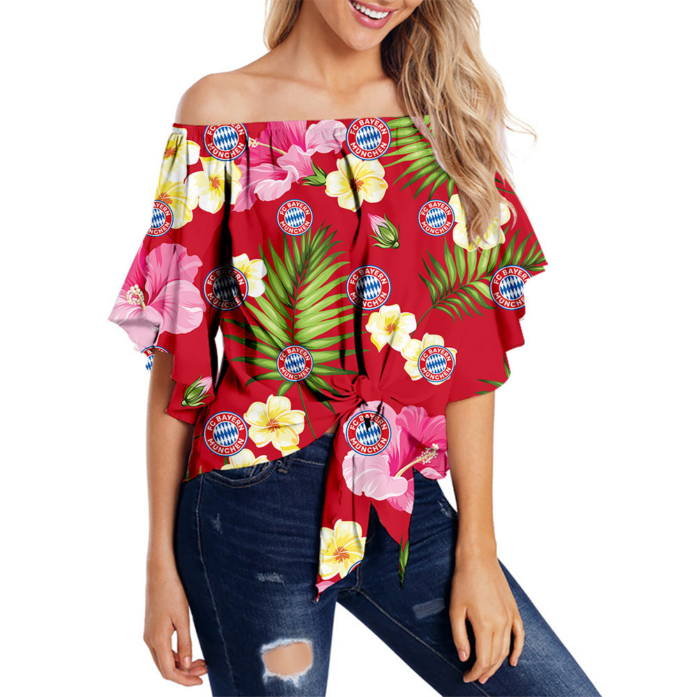 Bayern Munich Women Summer Floral Strapless Shirt