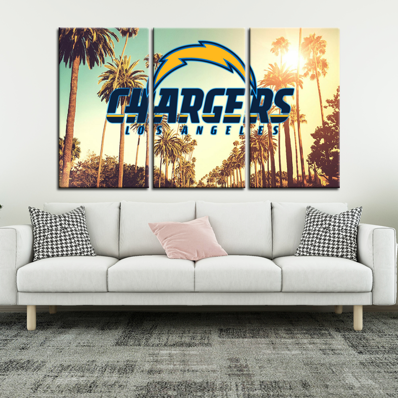Los Angeles Chargers Palm Tress Wall Art Canvas