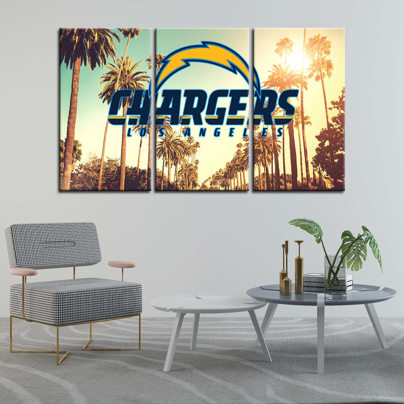 Los Angeles Chargers Palm Tress Wall Art Canvas